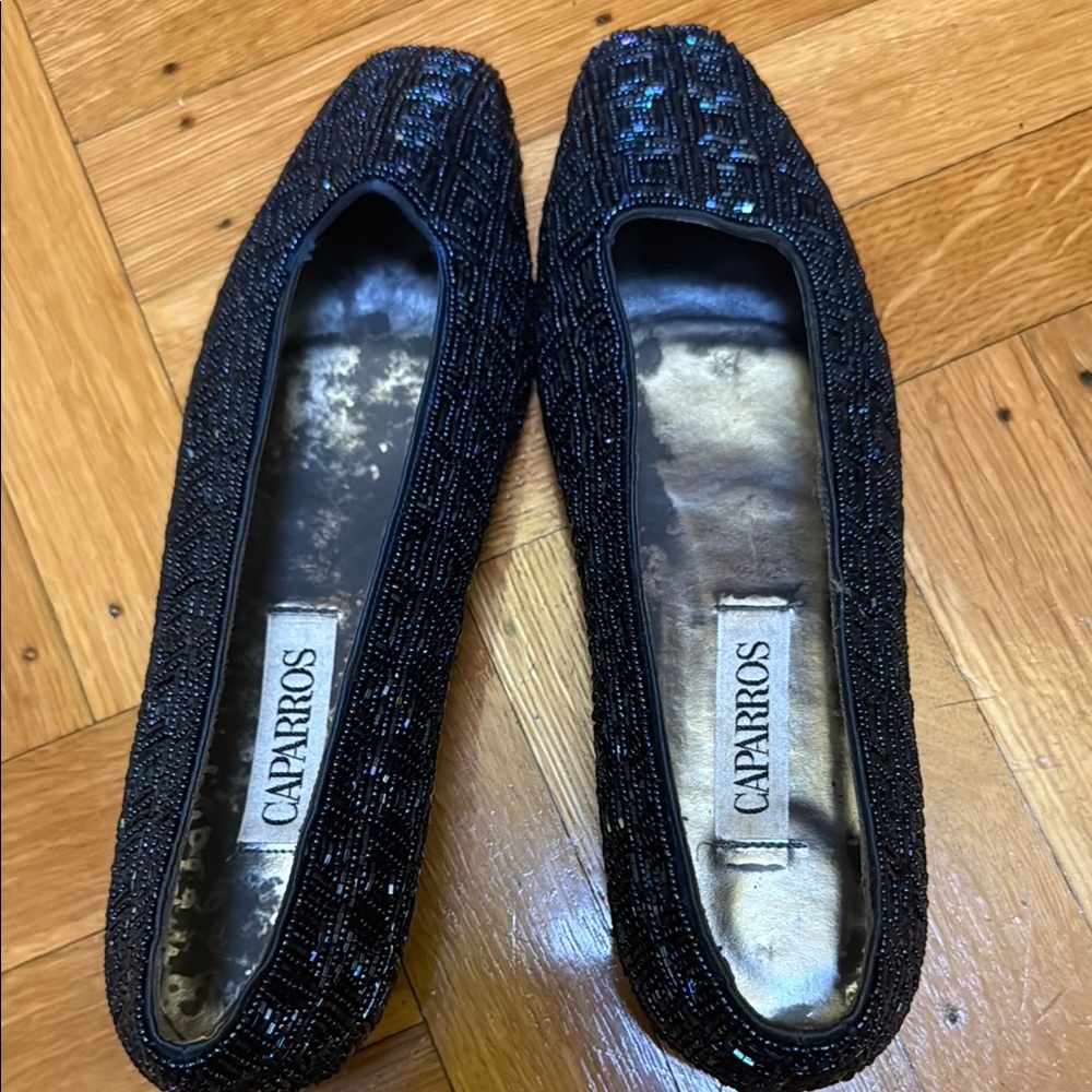 Caparros Black Beaded Flats